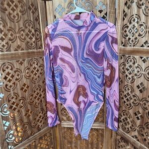 Pink and purple swirl body suit